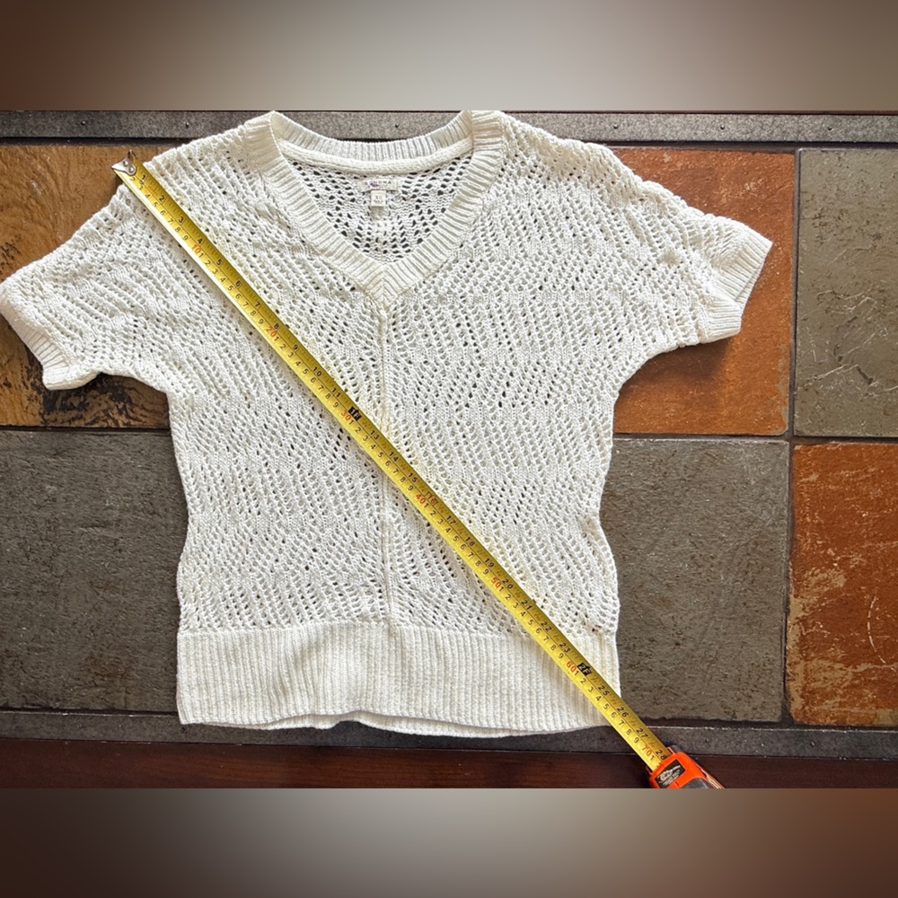 Sonoma xs white eyelet sheer sweater vest ss golf tennis preppy Y2K layering